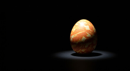 Fototapeta premium Easter Eggs in Studio Product Shot Style, Single marbled Easter egg illuminated in a dark studio environment