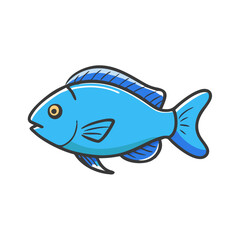 electric blue ram fish icon, electric blue ram fish vector illustration-simple illustration of electric blue ram fish, perfect for electric blue ram fish logos and icons