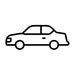 Car illustration outlined in black on a white background