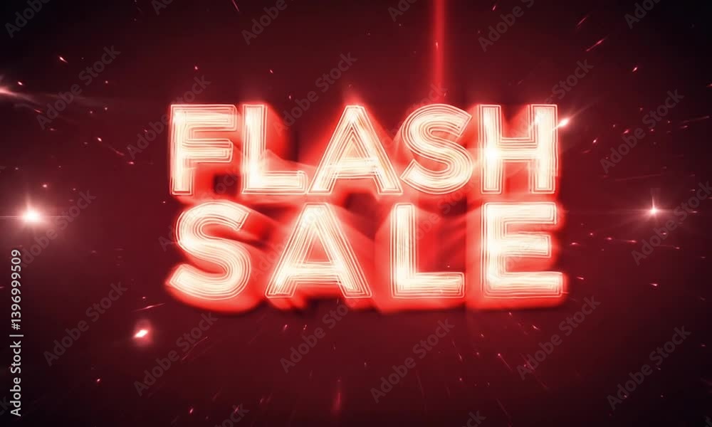 Poster flash sale text in vibrant red with bold effect creating a striking promotional visual made with gen