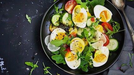 An inviting Olivier salad is attractively presented. The Olivier salad, a classic Russian dish, consists of a colorful medley of ingredients