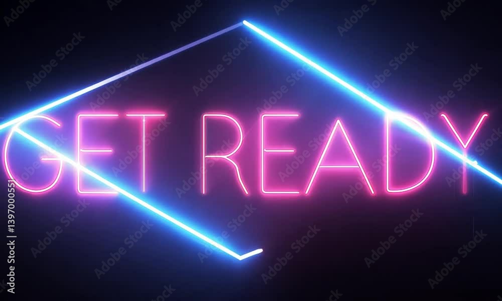 Poster dynamic get ready text twisting and pulsating with vivid energy for a captivating animation made wit