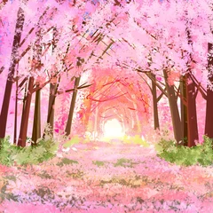 Fotobehang Fluor Roze 春の森  © 茶筅 橋本