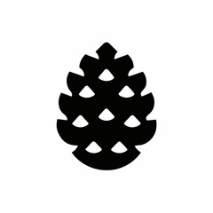 Minimalist Black Pine Cone Vector Icon Forest Nature Christmas Tree Design