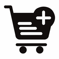 Shopping Cart Icon Illustration With Plus Symbol For Add To Cart Functionality