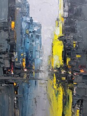 Abstract Cityscape Painting with Night Lights
