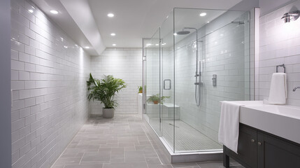 Transform Your Bathroom into a Sleek Contemporary Oasis Featuring a Minimalist Glass Shower Partition Design
