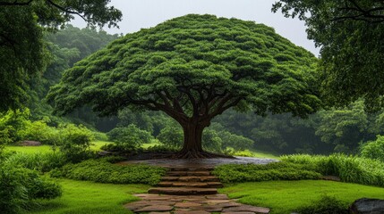 Fototapeta premium Majestic tree in lush landscape