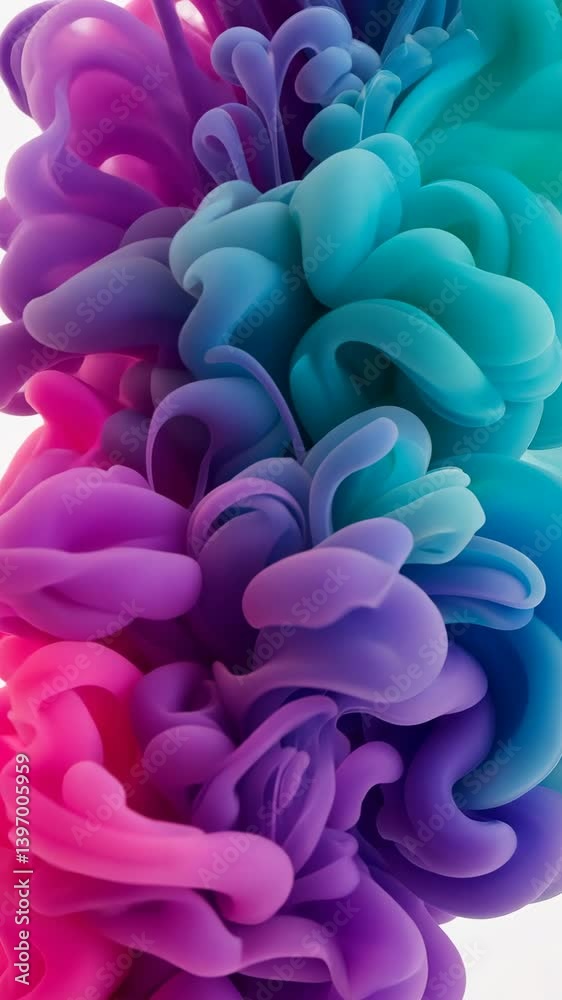 Wall mural abstract colorful clouds of vibrant ink swirling and blending, a mesmerizing display of fluid dynami