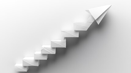 White arrow design symbolizes progress and upward movement on a neutral surface, creating a sense of direction and positivity