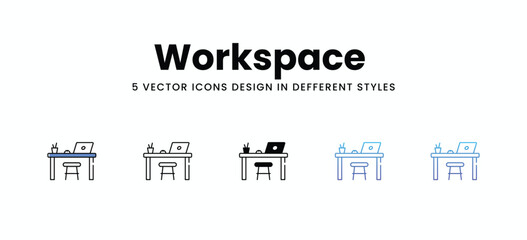 Workspace  vector icons set stock illustration