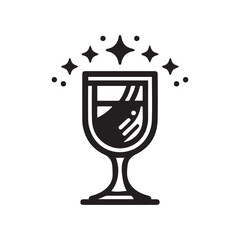 A vector illustration of a glass of wine, two glasses, and a bottle with a red liquid, perfect for representing a celebration, party, or bar setting with a transparent, crystal-clear design