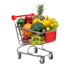 Fruit Cart Isolated on White Background – Vibrant Fresh Produce Display