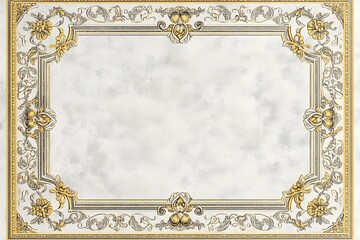 Obraz premium Ornate gold and beige decorative frame with floral and scrollwork details.