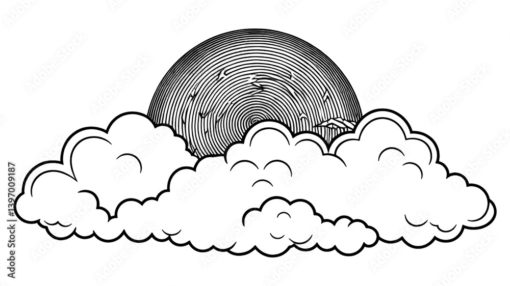 Wall mural png celestial esoteric cloud line tranquility creativity.
