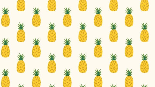 Pineapple fruit Pattern seamless background animation, Transparent background.