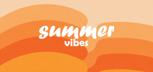 Summer Vibes Retro Background, Orange and Beige Waves