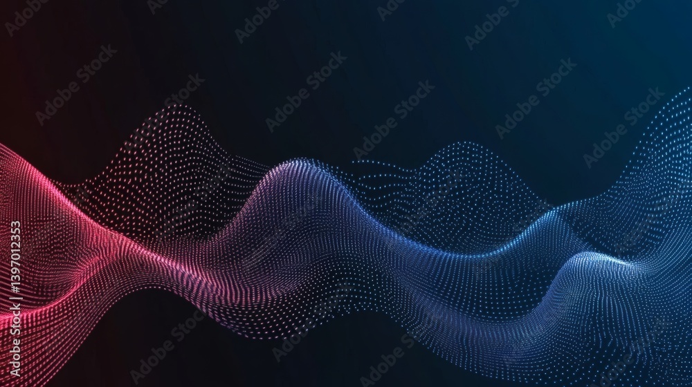 Wall mural abstract digital wave design with gradient dots.