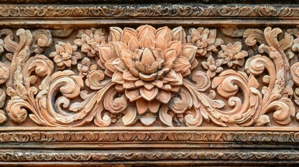 Banteay Srei: Features detailed pink sandstone carvings. Stock photo --ar 16:9 --quality 2 --style raw --v 6.1 Job ID: 691f2ff8-afe5-49f0-bd79-e48b954c411f