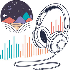 Audio Frequency Visualizer with Abstract Style Art & Illustration