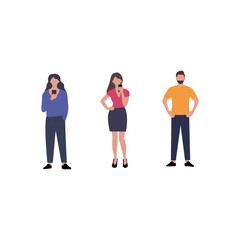 Obraz premium Diverse People Engaged in Mobile Device Use