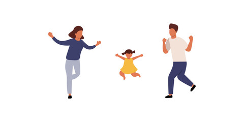 Happy Family Jumping and Playing Together