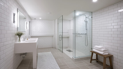 Step into a contemporary bathroom with a glass shower partition and refined modern accents today