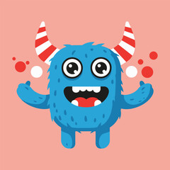 Cute cartoon monster character design vector illustration for kids and children education content
