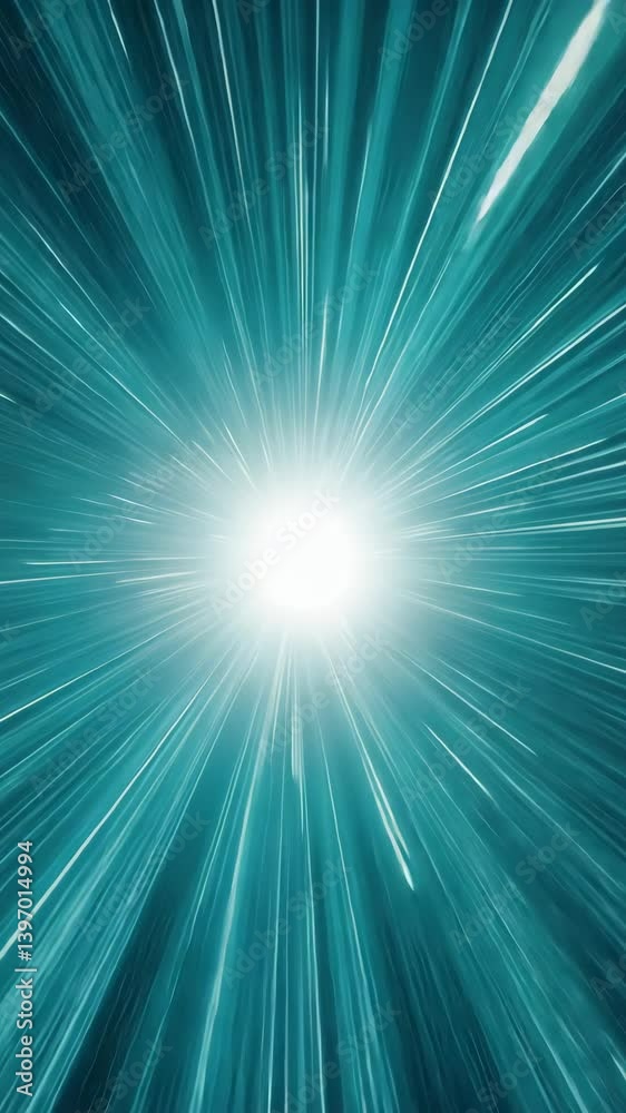 Wall mural hyperspace travel through space-time continuum with light speed in teal colors