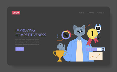 AI For Managers. Flat Vector Illustration