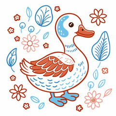 Fototapeta premium duck Vector Illustration – Colorful Game Bird animals Clipart, Hunting Logo, Wildlife Art, Rural Countryside Drawing, Ornamental Feathers, Nature Design 