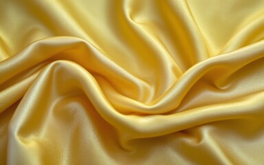 Obraz premium A close-up view of smooth, luxurious yellow fabric featuring elegant folds and a soft sheen