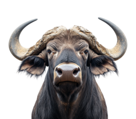 Buffalo portrait nature reserve animal wild isolated on transparent background, png