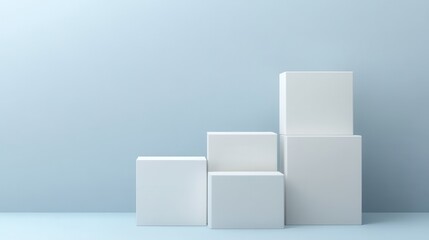 Random shifted white cube boxes block background wallpaper banner with copy space illustration