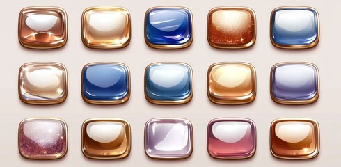 Colorful Gradient Square Icons with Abstract Wave Motifs in Diverse Hues