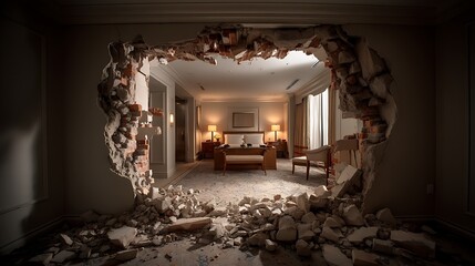 Demolished Wall Reveals Luxurious Hotel Room Interior Design