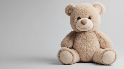 Obraz premium Teddy bear isolated on white square image for kids