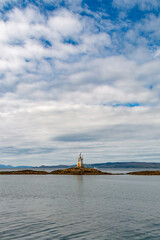 Fototapeta premium sgeir dhearg lighthouse known as beacon rock on west coast of Scotland