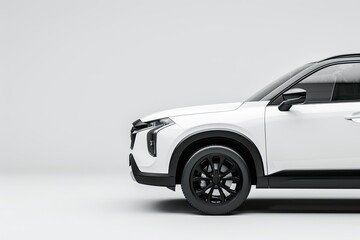 A White Suv with a Black Door and a Black Handle Sits on a White Background