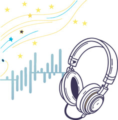 Futuristic Music Background with Sound Pulses Art & Illustration
