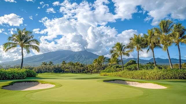 Golfing action at beautiful hawaiian course nature photography tropical environment scenic viewpoint
