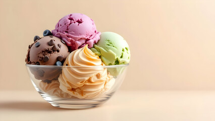 Delicious Variety of Ice Cream Flavors in a Bowl – A Treat for Dessert Lovers