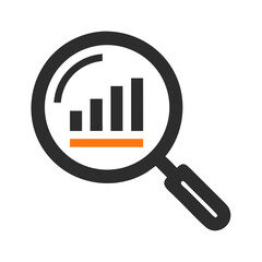 Magnifying Glass with Bar Chart Icon Design