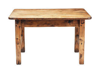 Rustic wooden table home interior furniture natural top-down isolated on transparent background, png
