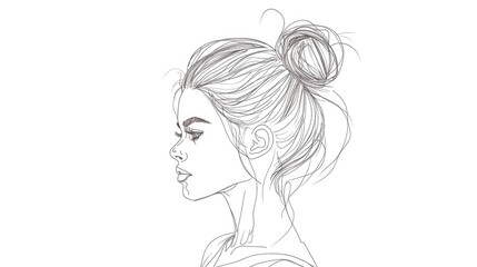 Simple linear drawing of the side profile of a woman's face
