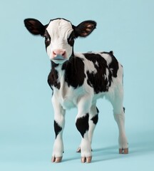 Calf, standing, studio, blue background, livestock photography