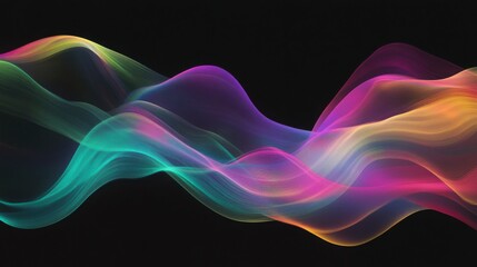 A colorful wave of light is shown in the image. The colors are vibrant and the wave appears to be moving. Scene is one of excitement and energy, as if the wave is alive and pulsing with energy