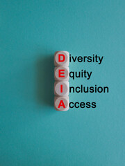 Diversity equity inclusion access symbol. Concept words DEIA diversity equity inclusion access on...