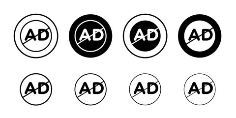 Ad blocker icon Flat fill set collection