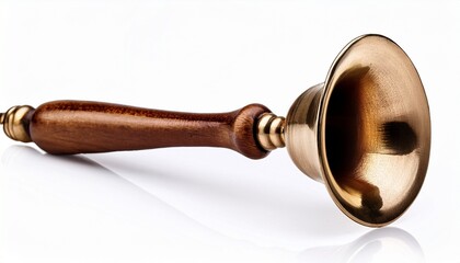 antique brass horn bell on white